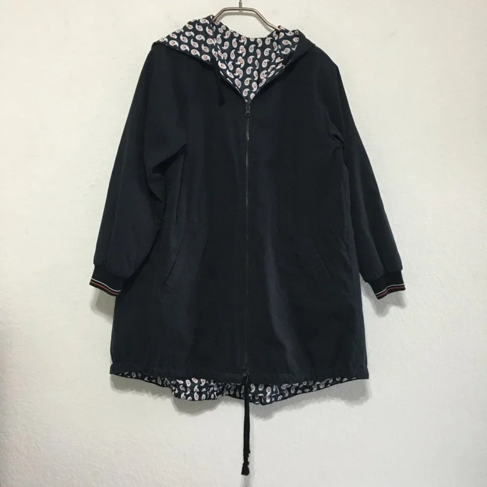 Paul & Joe Sister Reversible Hooded Jacket Zip Up Black  Womens 38